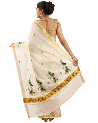 Selvamani tex kerala kasavu cotton saree with running blouse 2