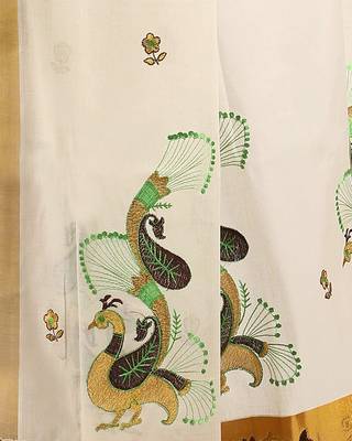 Selvamani tex kerala kasavu cotton saree with running blouse 3