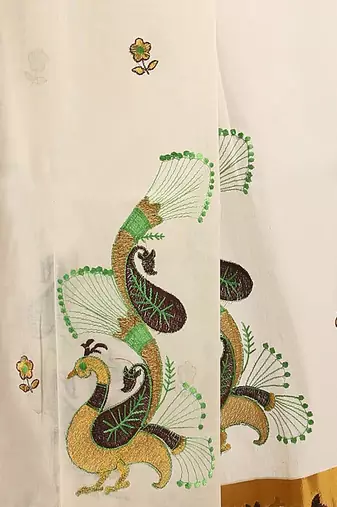 Selvamani tex kerala kasavu cotton saree with running blouse