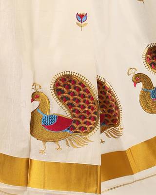 Selvamani tex kerala kasavu cotton saree with running blouse 4