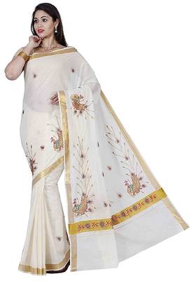 Selvamani tex kerala kasavu cotton saree with running blouse 1