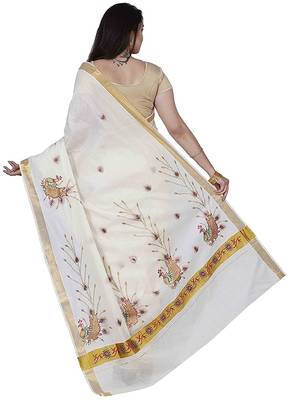 Selvamani tex kerala kasavu cotton saree with running blouse 2