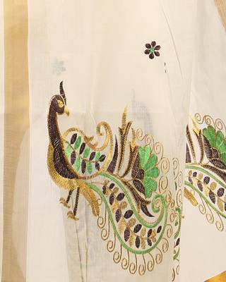 Selvamani tex kerala kasavu cotton saree with running blouse 4