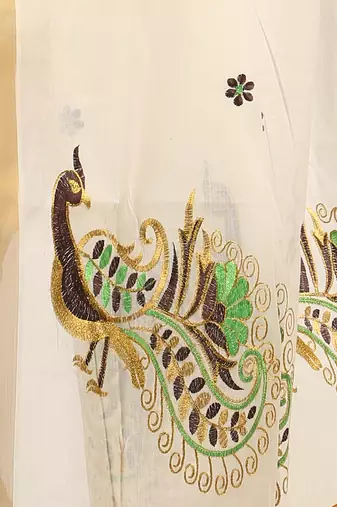 Selvamani tex kerala kasavu cotton saree with running blouse