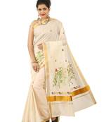 Selvamani tex kerala kasavu cotton saree with running blouse