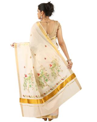 Selvamani tex kerala kasavu cotton saree with running blouse 3