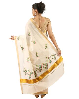 Selvamani tex kerala kasavu cotton saree with running blouse 2