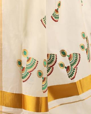 Selvamani tex kerala kasavu cotton saree with running blouse 4