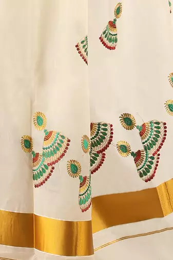 Selvamani tex kerala kasavu cotton saree with running blouse