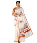 Selvamani tex kerala kasavu cotton saree with running blouse