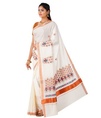 Selvamani tex kerala kasavu cotton saree with running blouse 2