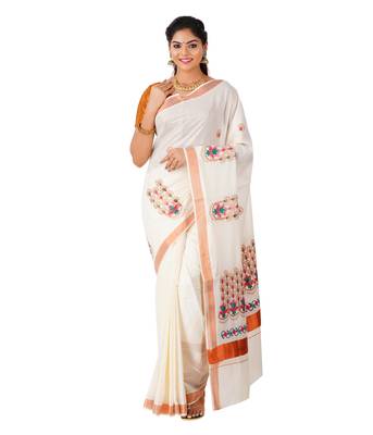Selvamani tex kerala kasavu cotton saree with running blouse 3