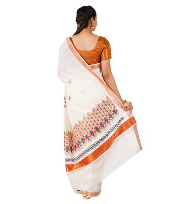 Selvamani tex kerala kasavu cotton saree with running blouse 4