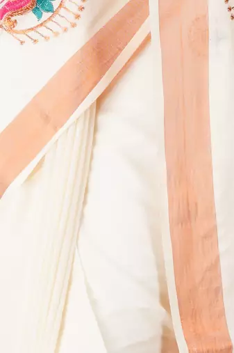 Selvamani tex kerala kasavu cotton saree with running blouse