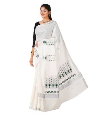 Selvamani tex kerala kasavu cotton saree with running blouse 1