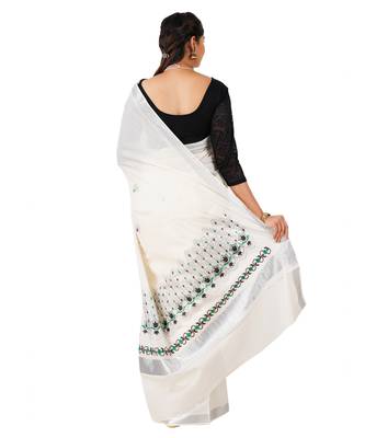 Selvamani tex kerala kasavu cotton saree with running blouse 2