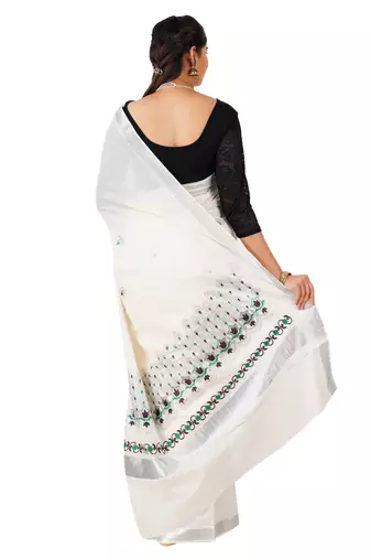 Selvamani tex kerala kasavu cotton saree with running blouse