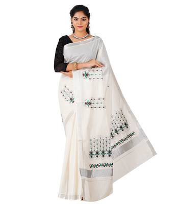 Selvamani tex kerala kasavu cotton saree with running blouse 3