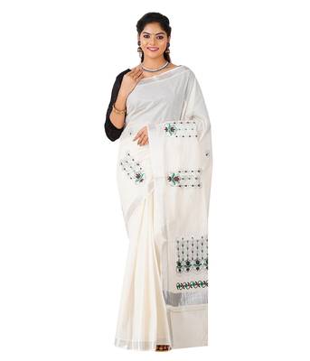 Selvamani tex kerala kasavu cotton saree with running blouse 4