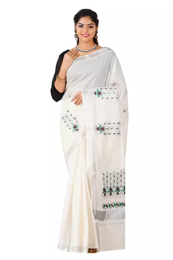 Selvamani tex kerala kasavu cotton saree with running blouse