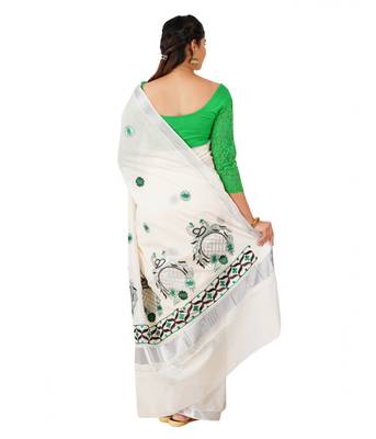 Selvamani tex kerala kasavu cotton saree with running blouse 2