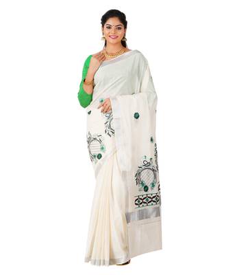 Selvamani tex kerala kasavu cotton saree with running blouse 3