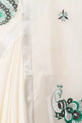 Selvamani tex kerala kasavu cotton saree with running blouse