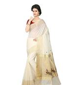 Selvamani tex kerala kasavu cotton saree with running blouse