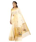 Selvamani tex kerala kasavu cotton saree with running blouse