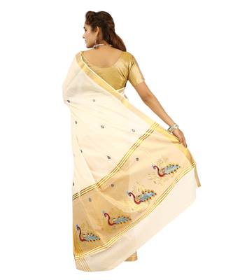 Selvamani tex kerala kasavu cotton saree with running blouse 2