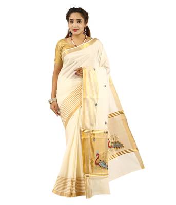 Selvamani tex kerala kasavu cotton saree with running blouse 3