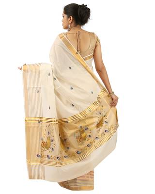 Selvamani tex kerala kasavu cotton saree with running blouse 2