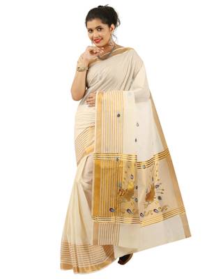 Selvamani tex kerala kasavu cotton saree with running blouse 3