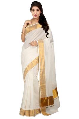 Selvamani tex kerala kasavu cotton saree with running blouse 1