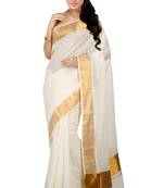 Selvamani tex kerala kasavu cotton saree with running blouse