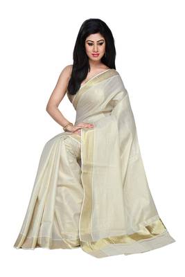 Selvamani tex kerala kasavu cotton saree with running blouse 1