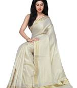 Selvamani tex kerala kasavu cotton saree with running blouse