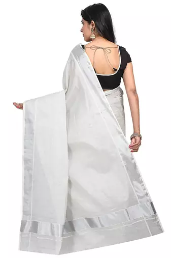 Selvamani tex kerala kasavu cotton saree with running blouse