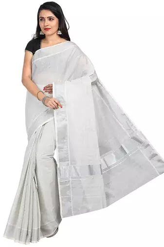 Selvamani tex kerala kasavu cotton saree with running blouse