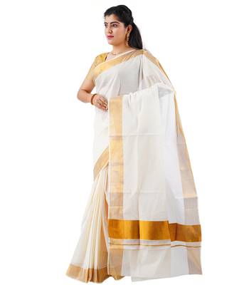 Selvamani tex kerala kasavu cotton saree with running blouse 4