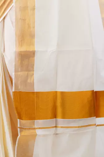 Selvamani tex kerala kasavu cotton saree with running blouse
