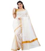 Selvamani tex kerala kasavu cotton saree with running blouse