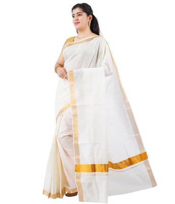 Selvamani tex kerala kasavu cotton saree with running blouse 3