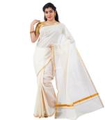 Selvamani tex kerala kasavu cotton saree with running blouse
