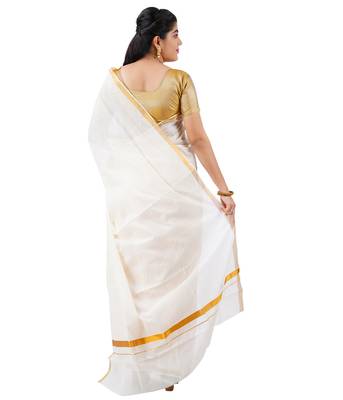 Selvamani tex kerala kasavu cotton saree with running blouse 2