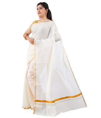 Selvamani tex kerala kasavu cotton saree with running blouse 3