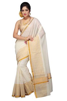 Selvamani tex kerala kasavu cotton saree with running blouse 1