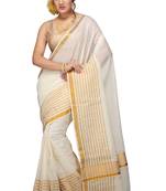 Selvamani tex kerala kasavu cotton saree with running blouse