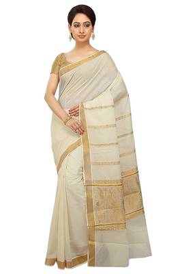 Selvamani tex kerala kasavu cotton saree with running blouse 1