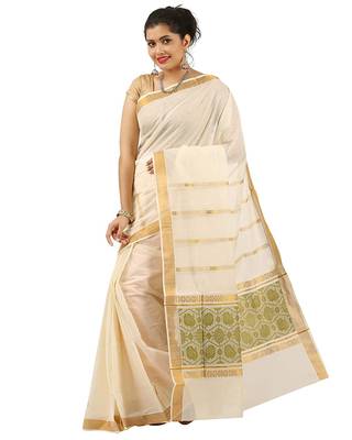 Selvamani tex kerala kasavu cotton saree with running blouse 1